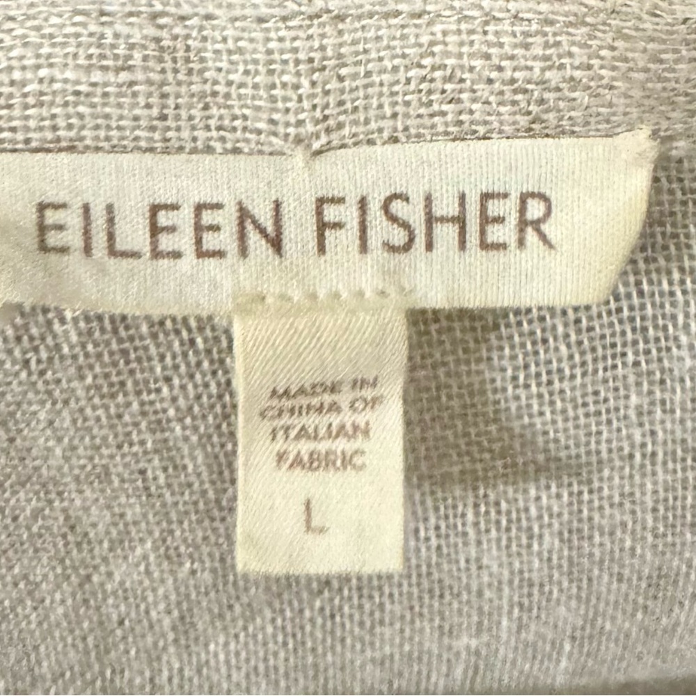 Eileen Fisher 100% Linen Pintuck Pleated Button Front Tunic Top Neutral Large - Picture 4 of 4